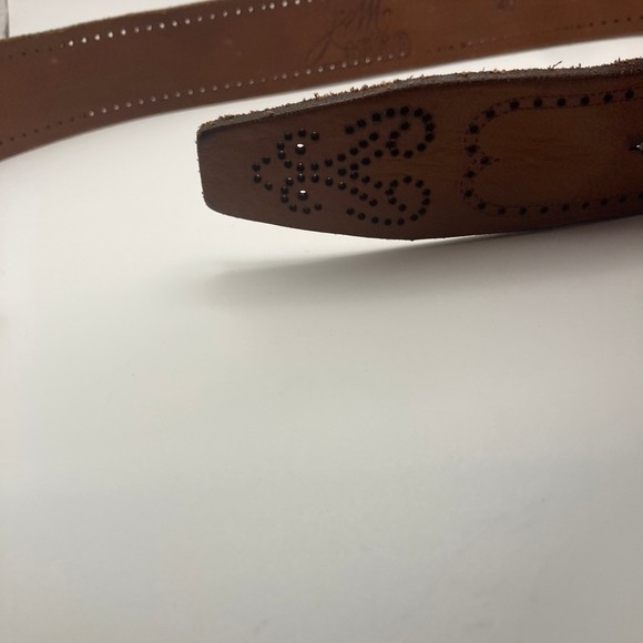 Johnston & Murphy Leather Belt 40 Brown Plate Style Anchor Buckle Perforated - Picture 8 of 8